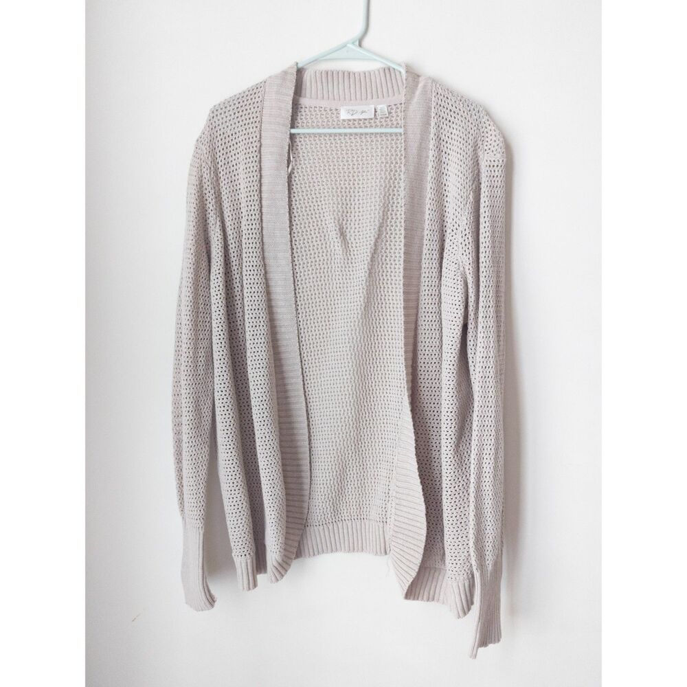 RD Style Cardigan Womens Pink Open Front Crotchet Long Sleeve Cotton size‎ XL
